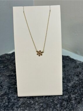 14K Yellow Gold Dainty Snowflake Necklace